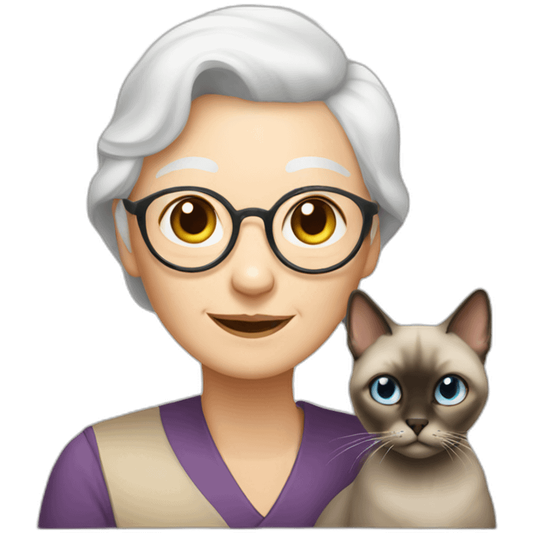 siamese cat and old lady with white hair emoji