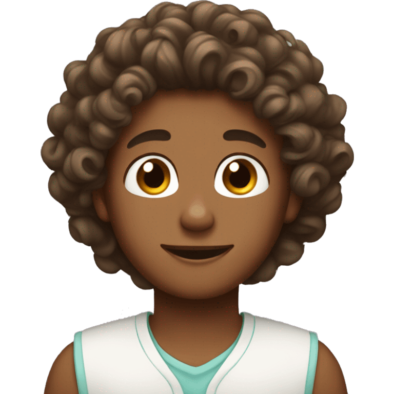 make a boy with curly brown hair doing his skincare emoji