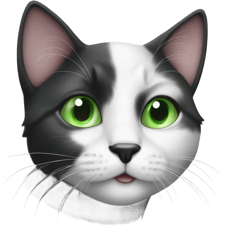 cute black and white cat with green eyes in miami dolphins shirt emoji