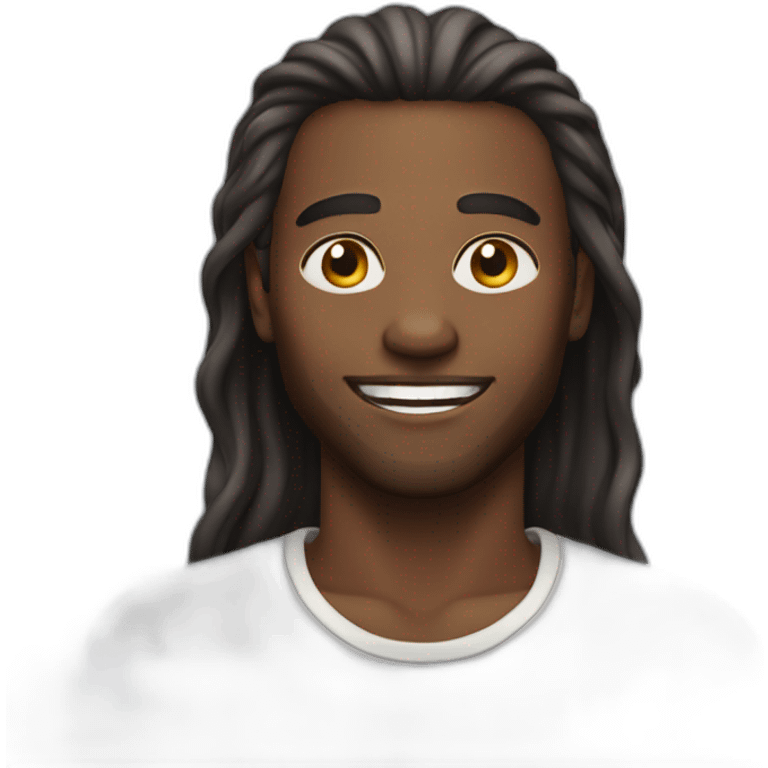 Black man happy long hair faded lightly on the sides emoji