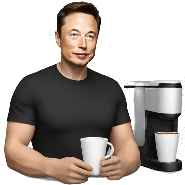 Elon Musk serving coffee emoji