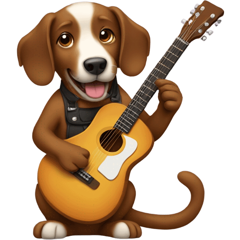 Brown dog playing guitar emoji