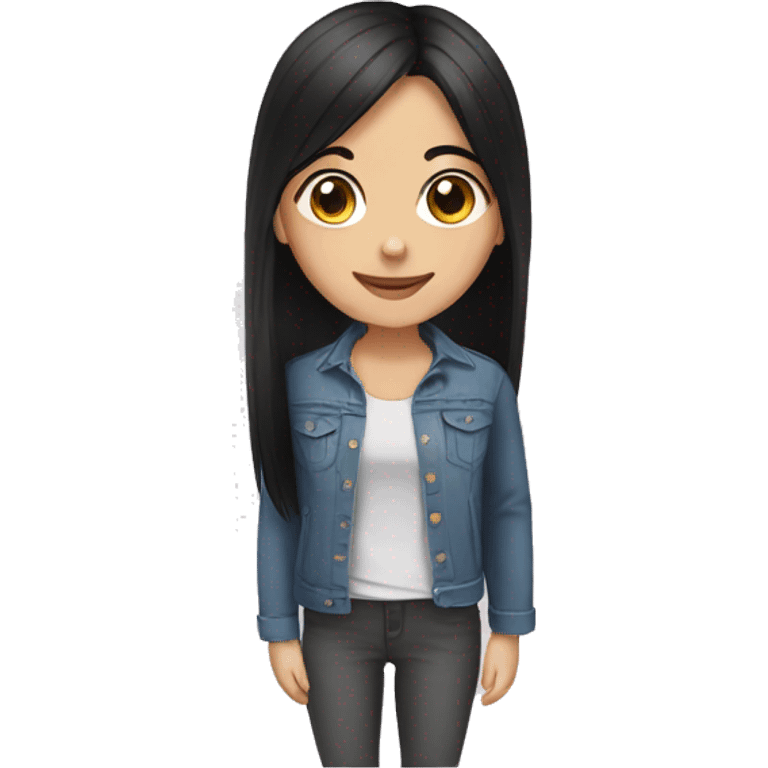 girl teenager with dark brown eyes and black straight hair smiling emoji