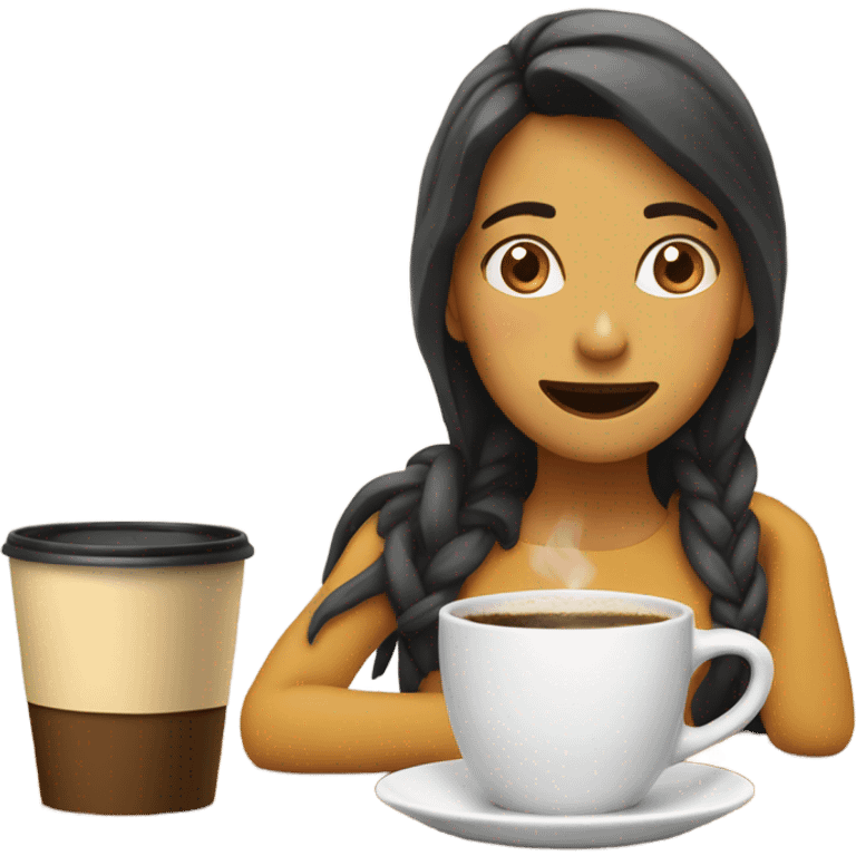 Chica tomando un café emoji