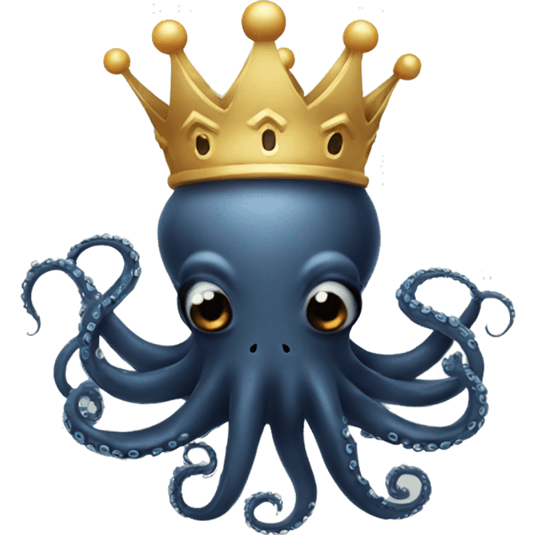 Black happy Octopus with crown emoji