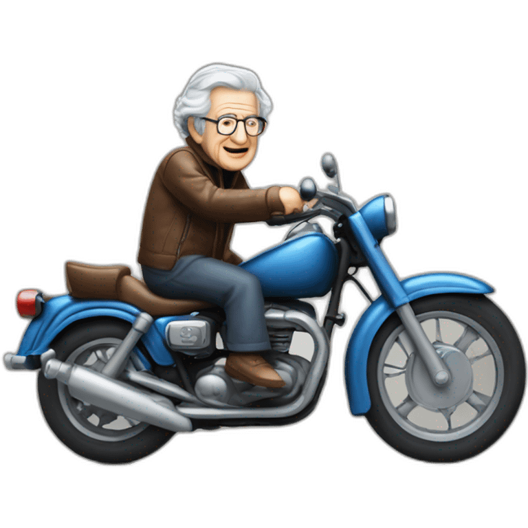 noam chomsky on a motor bike emoji