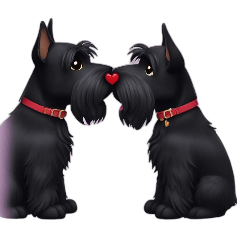 Two black Scottish terrier kissing emoji