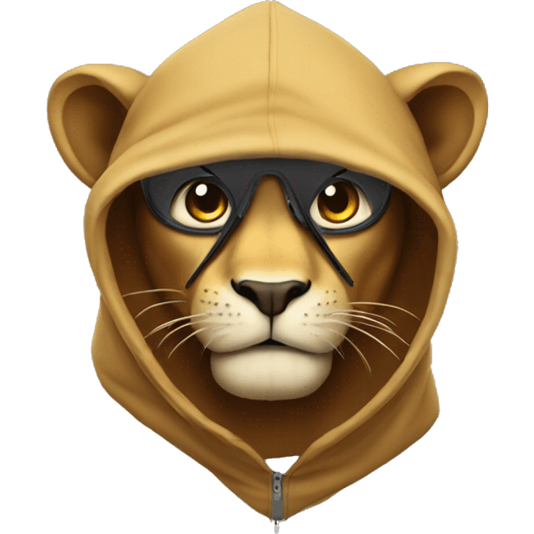 Lion spy wearing hood emoji