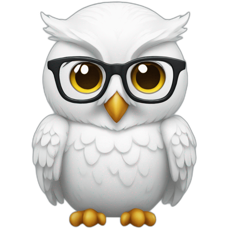 white Owl with nerd glasses emoji