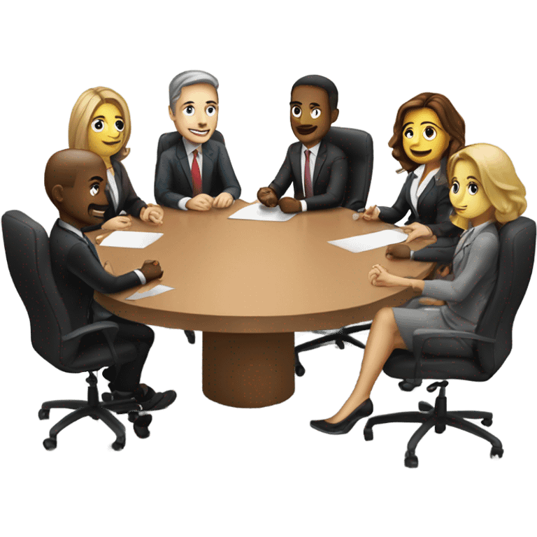 5 people business meeting sitting at a table emoji