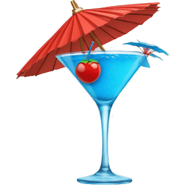 Blue Cocktail with a red parasol on top emoji