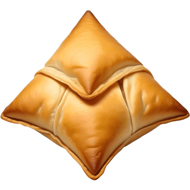 Samosa Cinematic Realistic Samosa Snack Emoji, depicted as a crispy, golden triangular pastry filled with spiced vegetables or meat, rendered with rich textures and vibrant, appetizing lighting. emoji