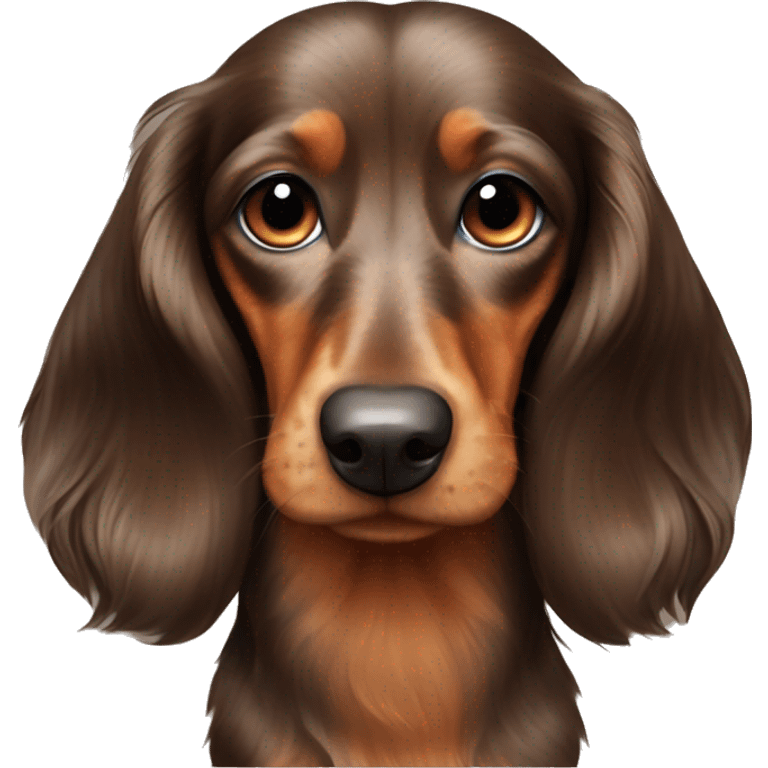 Side eye long haired brown marble dachshund emoji