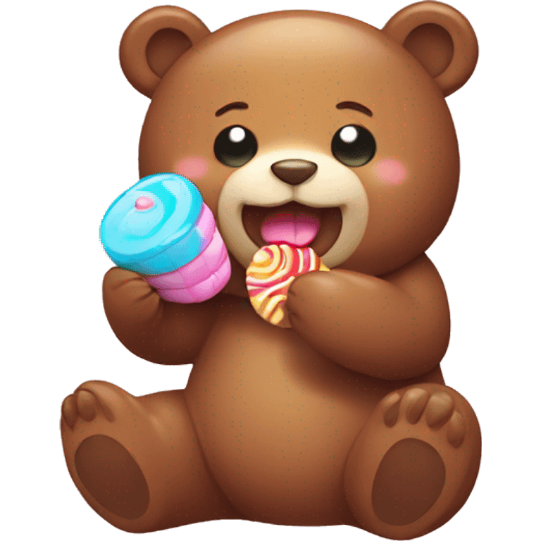 Kawaii bear eating candy  emoji