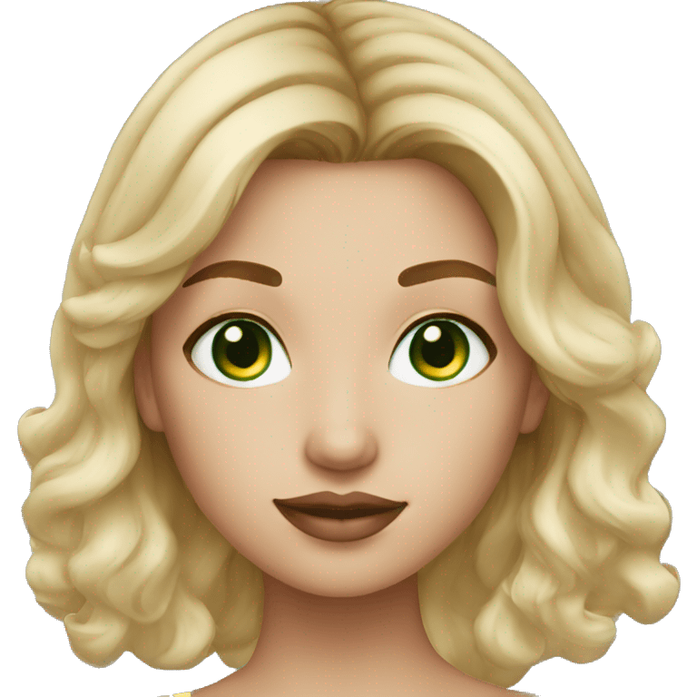 woman green eyes, blonde ombré hair with freckle emoji