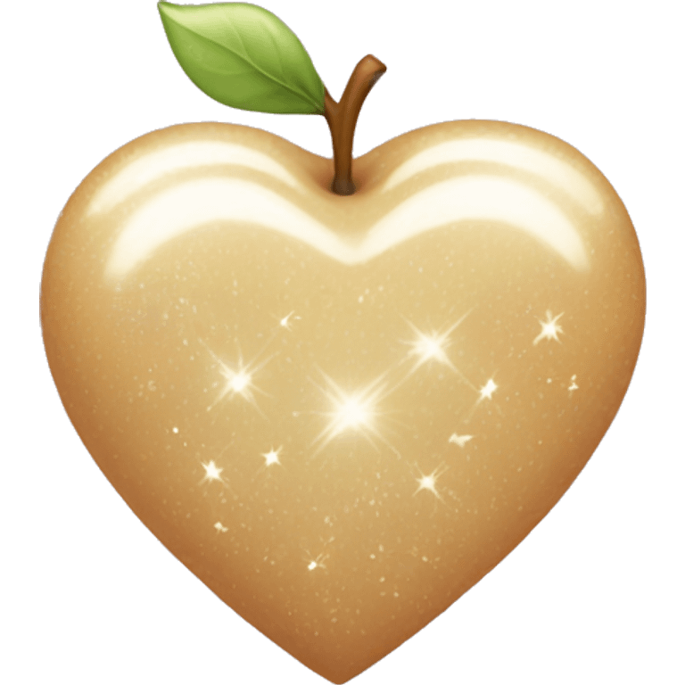 apple emoji-like beige heart with white sparkles emoji