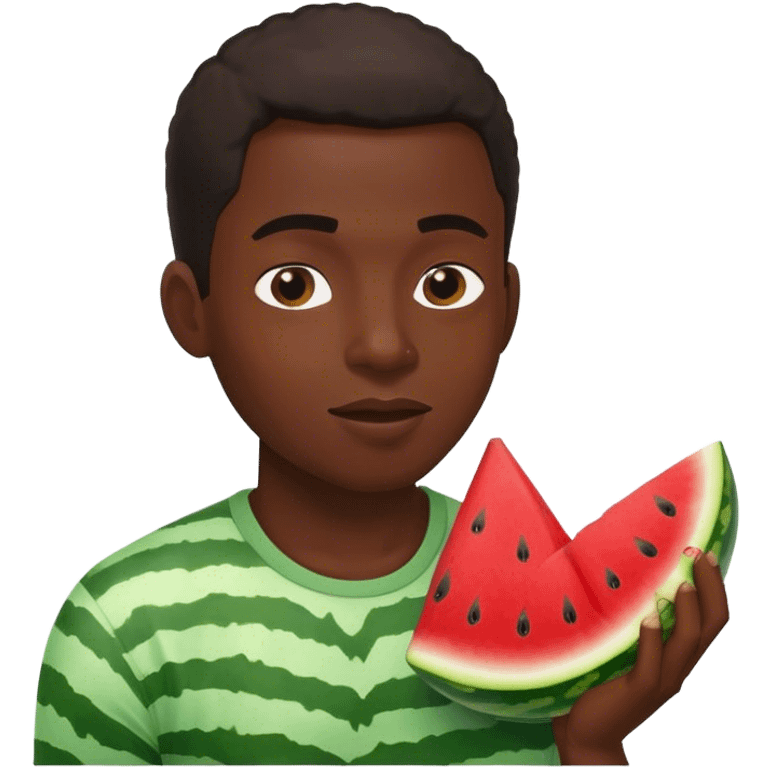 black man eat watermelon emoji