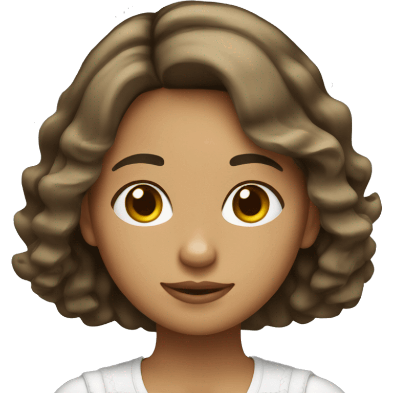 Mexican girl with bob cut wavy brown hair emoji