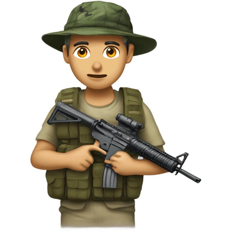 tokaev with M16 rifle and soft camo jungle hat emoji