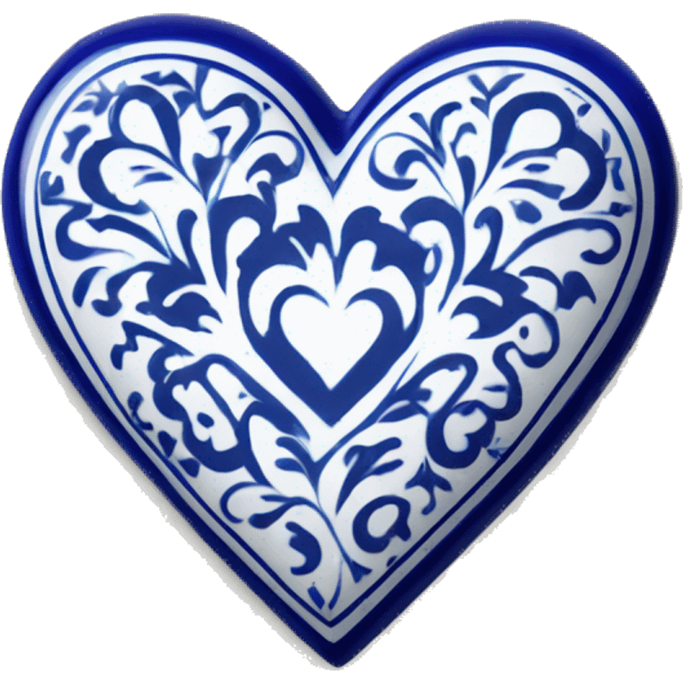 Heart with blue deruta pattern emoji