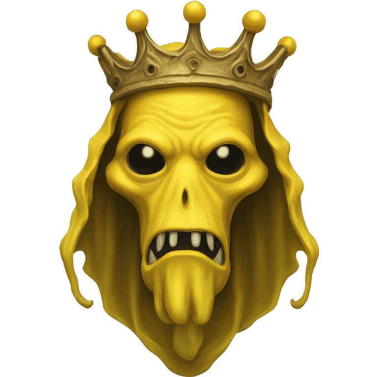 Hastur, King in Yellow, wearing a crown with antlers and a pallid mask emoji