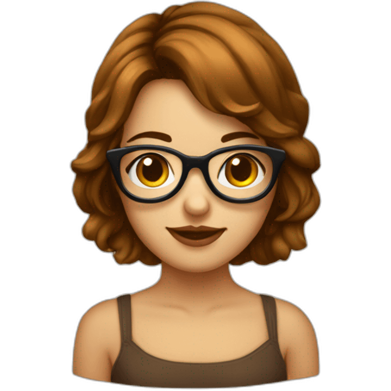 Fille avec cheveux court marrons et avec des lunettes rondes emoji