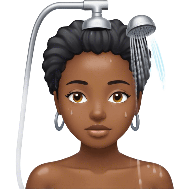 black woman taking shower for self care  emoji