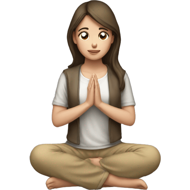 Pale brunette girl kneeling praying emoji