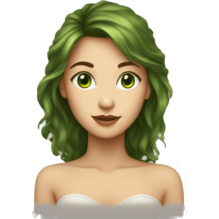 Green-eyed girl portrait with cheveux bruns emoji