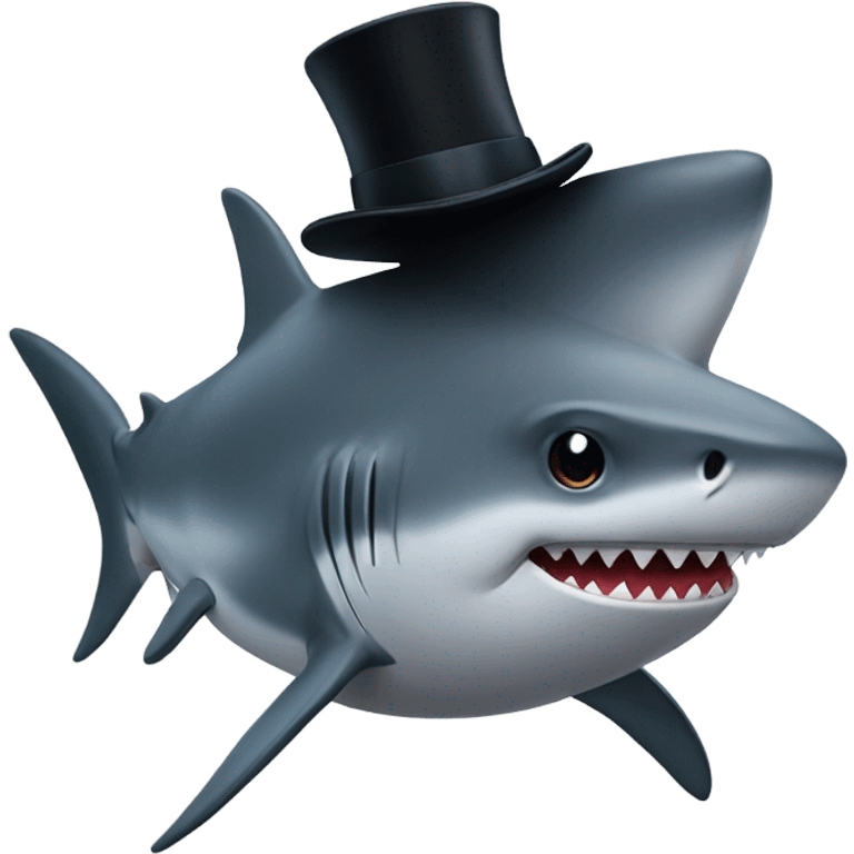 Shark with a top hat emoji