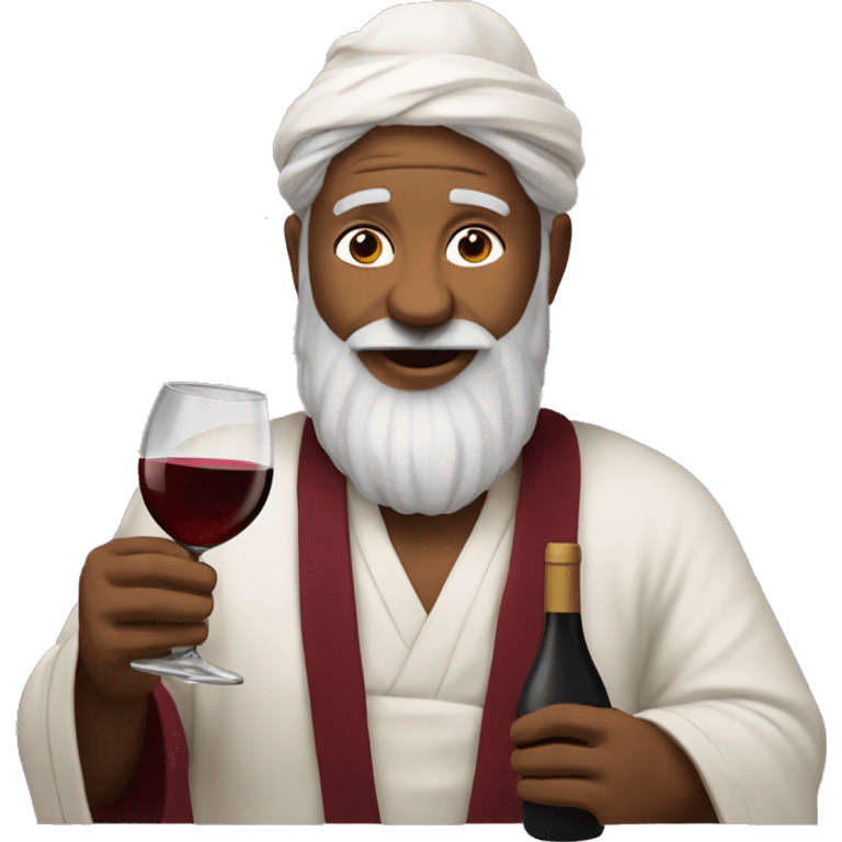 Guru with wine emoji