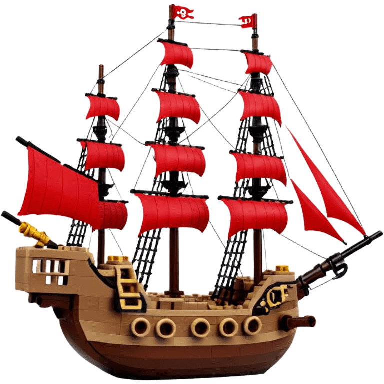 Pirate Ship (Toy) - Lego Pirate Ship (Model Year: 2021) (Iconic colour: Brown with red sails) emoji