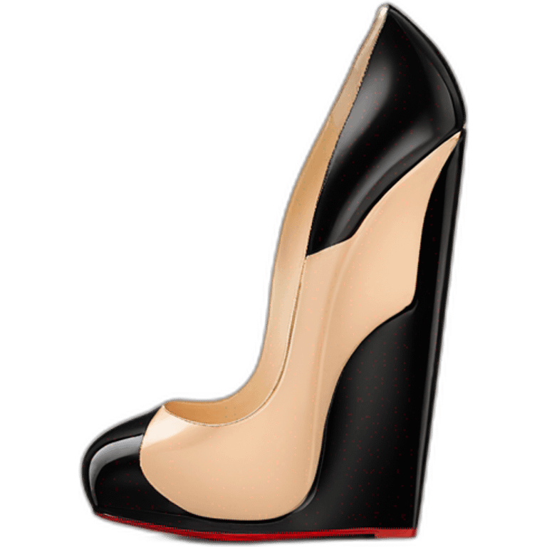 WEDGE heel LOUBOUTIN black leather PATENT emoji