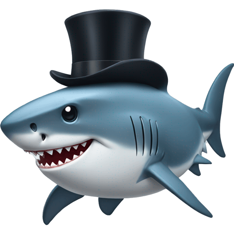 Shark with a top hat emoji