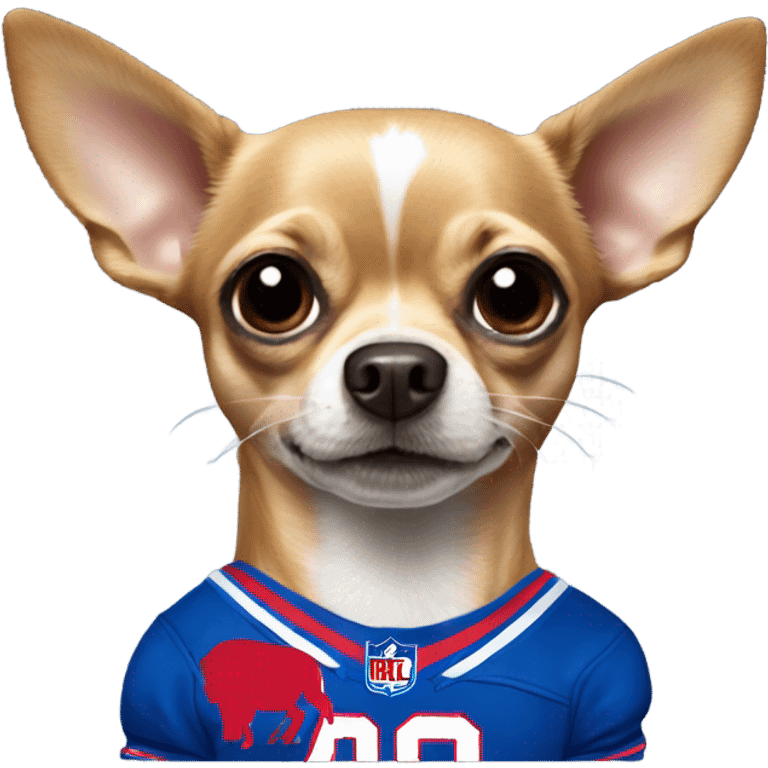 Chihuahua wearing a buffalo bills jersey emoji