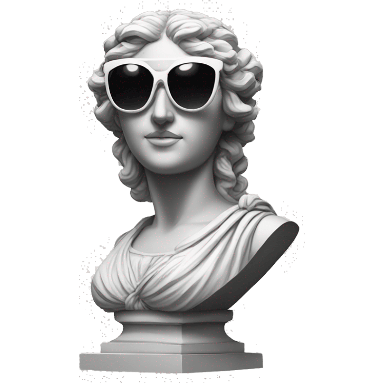 greek goddess sculpture wearing sunglasses emoji