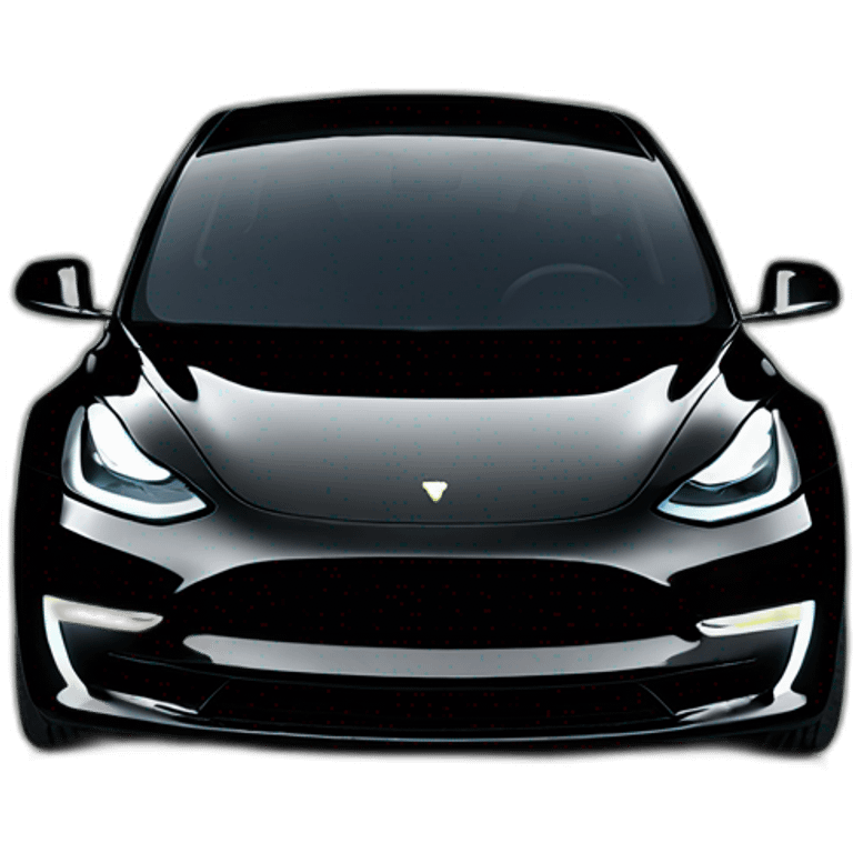 small photo-realistic Elon Musk, at the wheel inside an all black Tesla Model 3, side view of complete car emoji