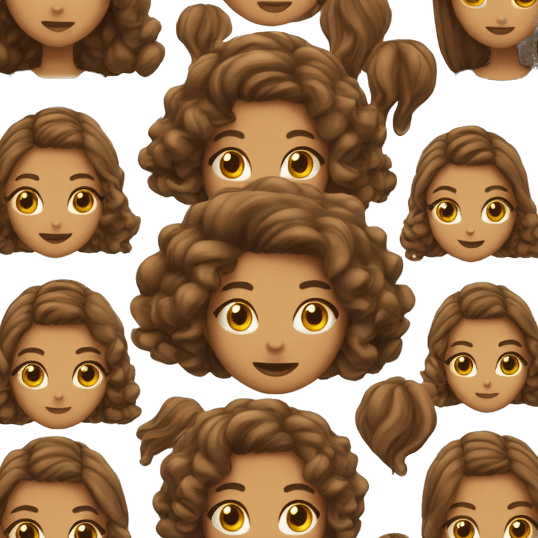 mulher cabelo caramelo longo meio cacheado emoji