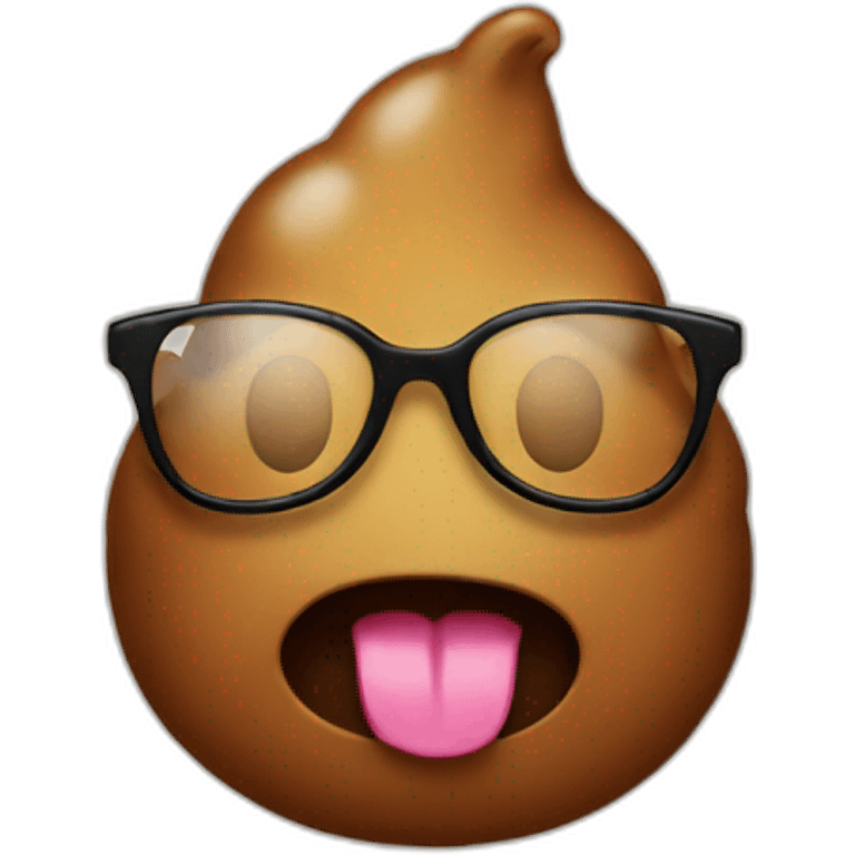 poop emoji with glasses emoji