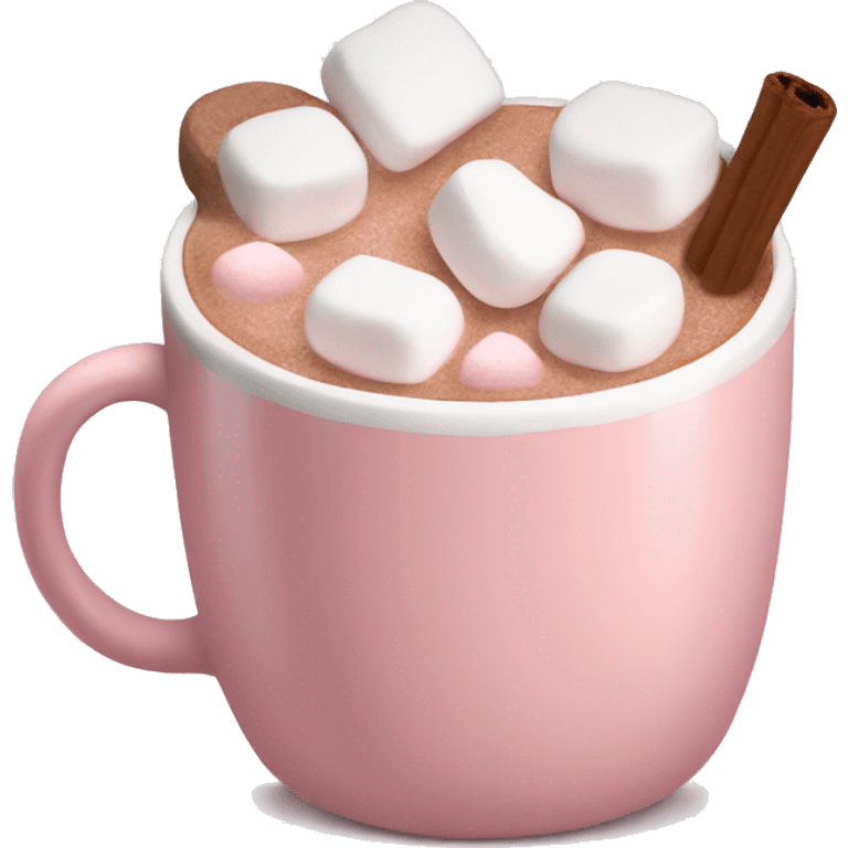 Light Pink mug of hot chocolate with marshmallows  emoji