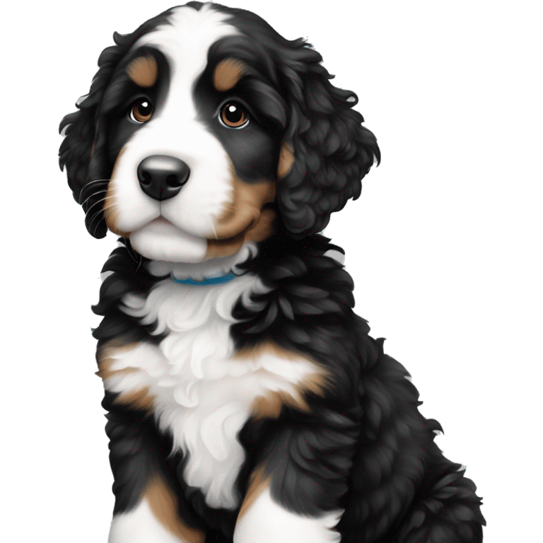 Black and white bernedoodle puppy emoji