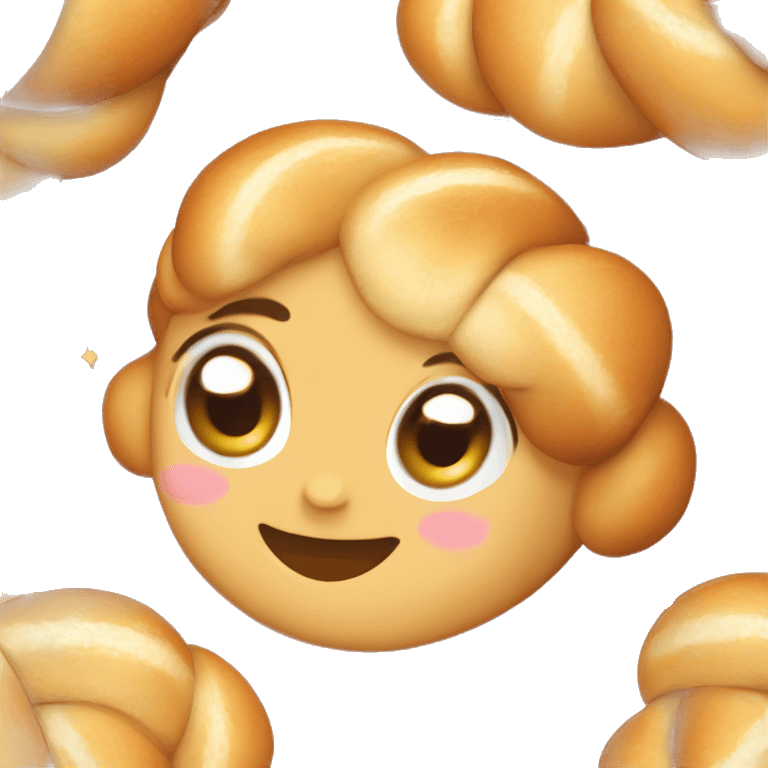 Girlie Challah bread that smiles with cute twinkly eyes emoji