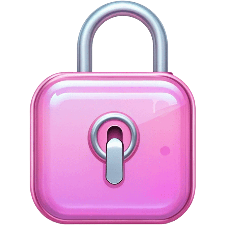 Holographic and glassmorphic pink lock emoji