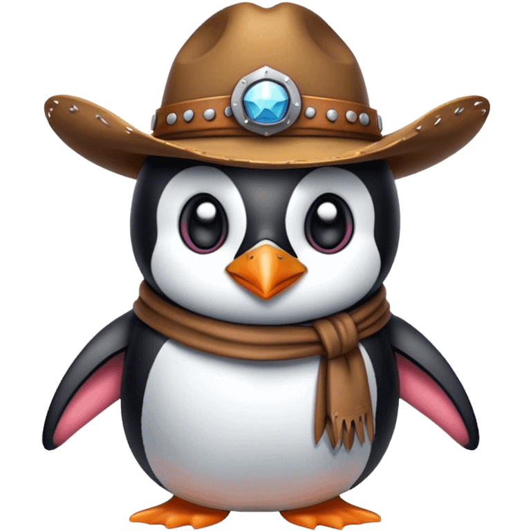 Penguin wearing a cowboy hat emoji