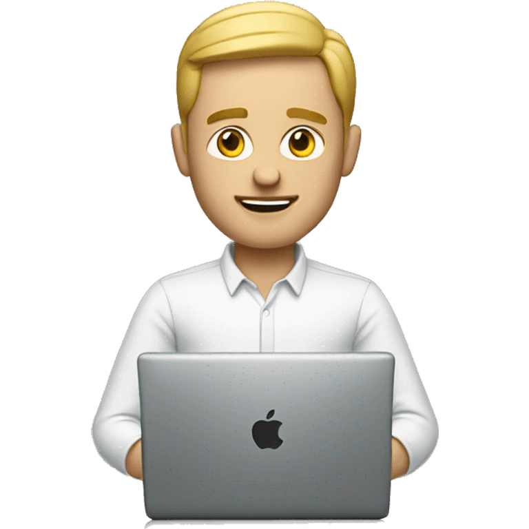 a white man with macbook emoji