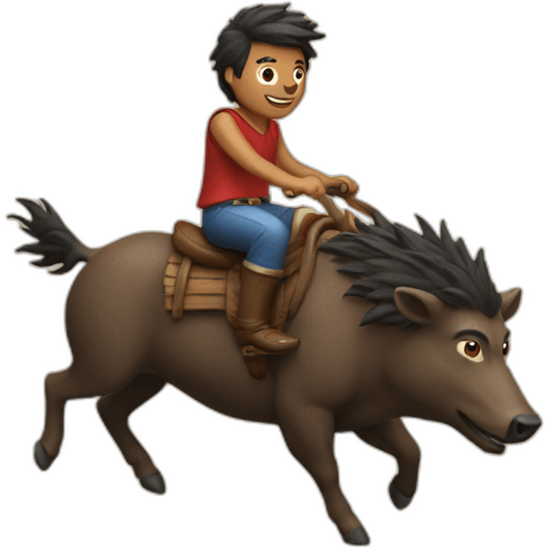 men riding on boar 2 emoji