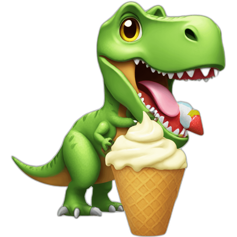 Dinosaur eating ice cream emoji