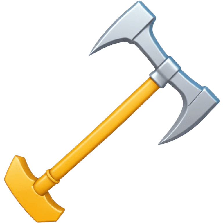 Clash of Clans aesthetic: Cinematic Playful Pixel 3D Pickaxe Portrait Emoji, rendered in a 3D vector-style similar to standard emojis with minimal shading and bold, simplified shapes. A compact, distinct form with signature details, softly glowing with a pixelated adventure charm. Simplified yet unmistakably iconic, highly detailed and consistent, glowing with a soft radiance and high shine. Stylized with a touch of classic pixel-art charm and a soft glowing outline, capturing the essence of a beloved gaming relic with a friendly, playful manner! emoji