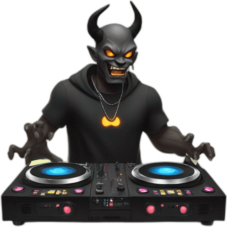 demon djing on double turntable  emoji