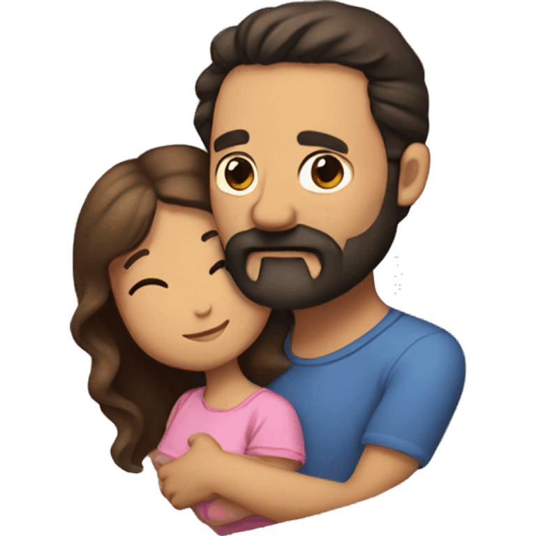 dad with black beard hugging daughter with brown hair emoji